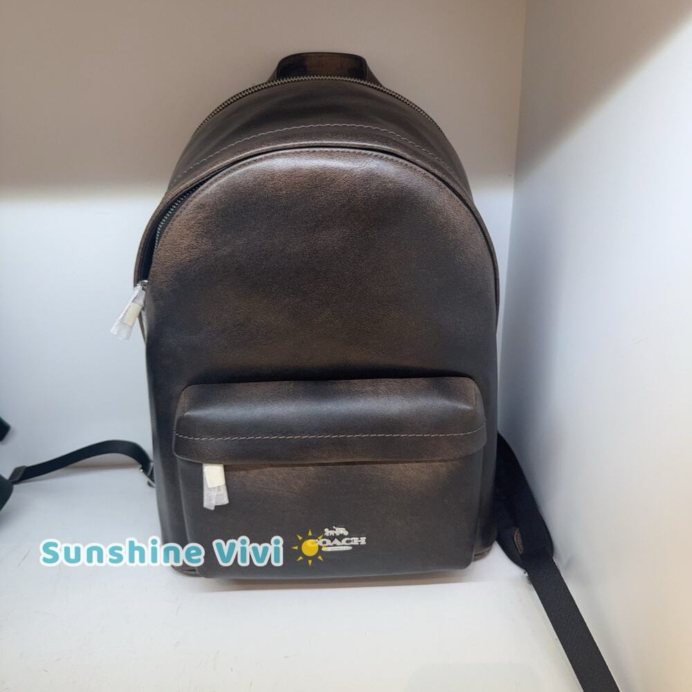 NWT COACH Taylor Small Backpack Loved Leather CES81 Silver/Black Brown Leather